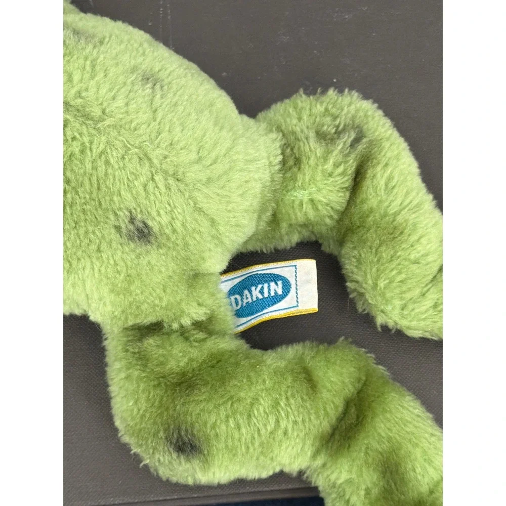 Vintage 1976 Dakin Green Spotted Frog Plush Bean Bag Stuffed Animal Toy 10 inch
